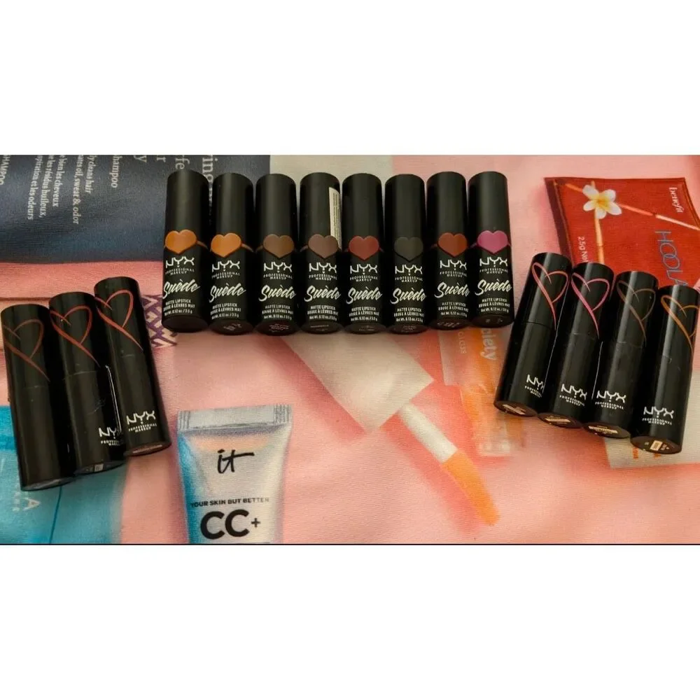 NYX Suede Matte Satin Lipstick Set 16 Colors Assorted Women Makeup New